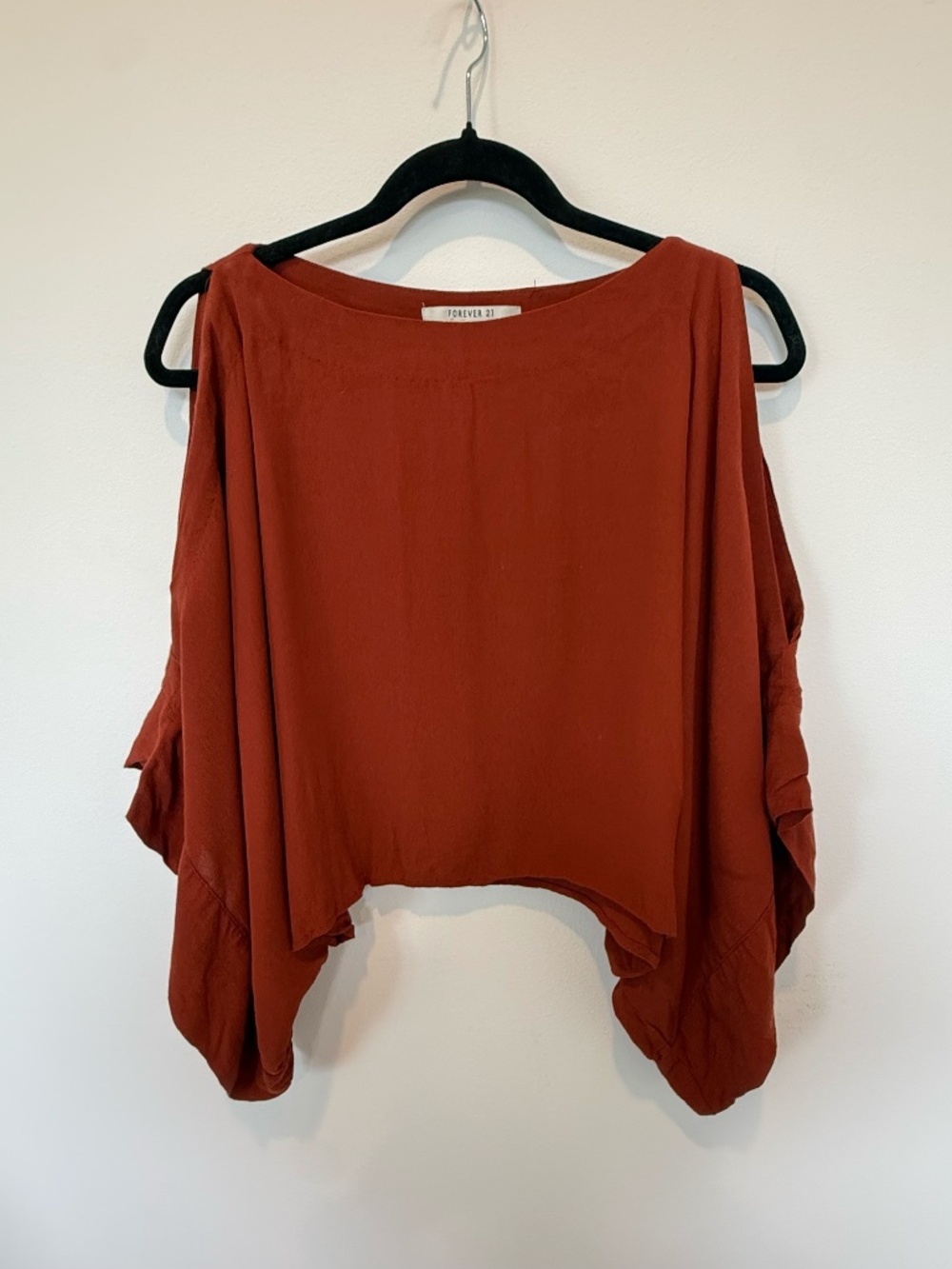 Forever 21 Rust Orange Cold-shoulder Blouse Size M